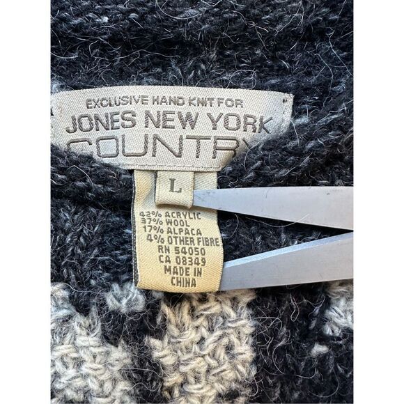 Jones New York Country women’s wool alpaca blend black & gray sweater L #28-0715 - Picture 3 of 3
